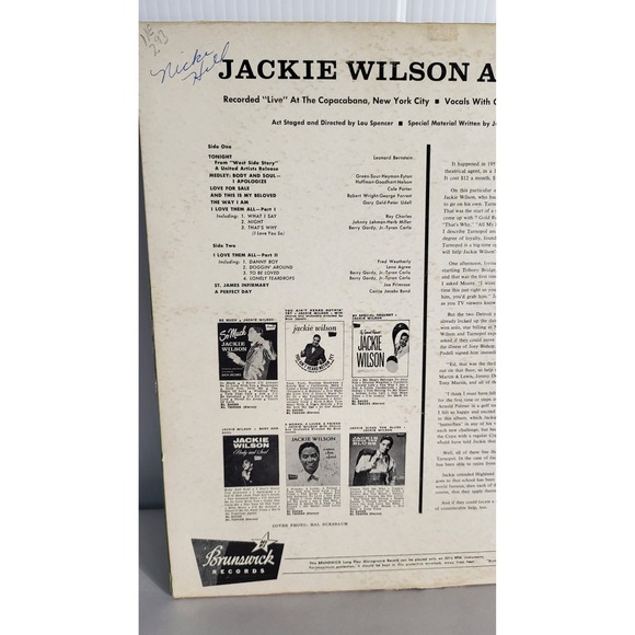 Jackie Wilson At The Copa Brunswick Records Vinyl‎ LP BL 54108  Vocals Orchestra - Picture 6 of 9